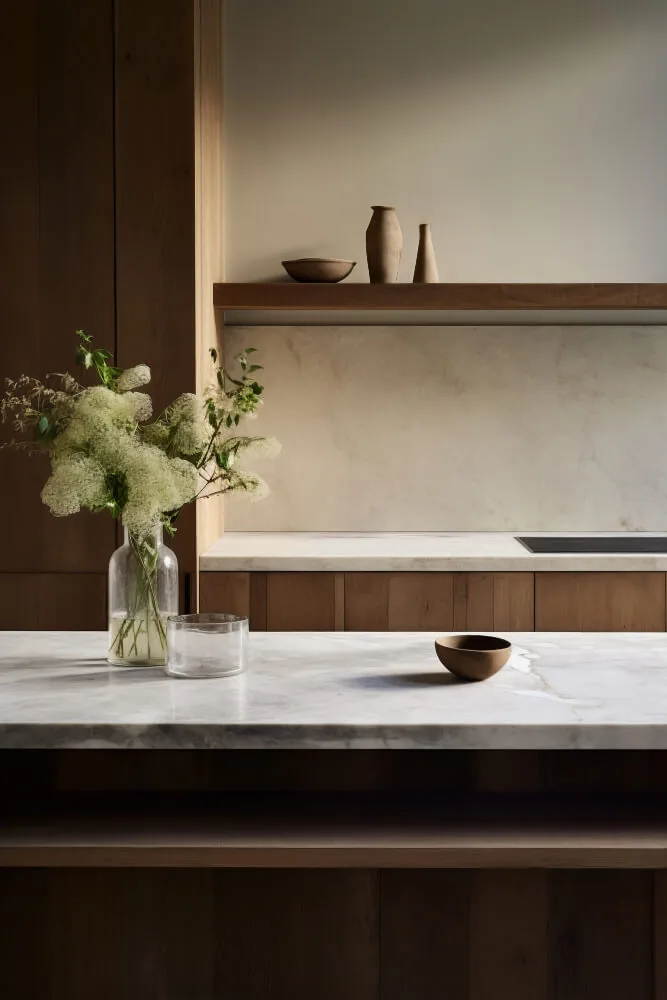 Cocina con mesada de granito negro